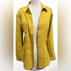 7th Design Studio New York & Company Yellow Long Sleeve Button-Up Blouse Size XL